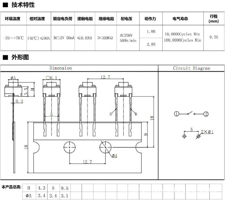 技术特性外形图